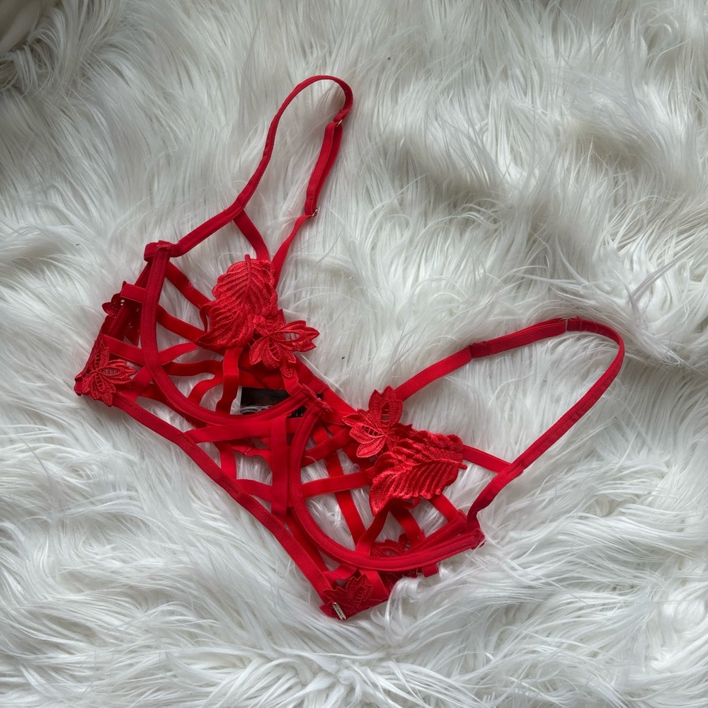 Bluebella red cage applique bra, 30DD or 30E